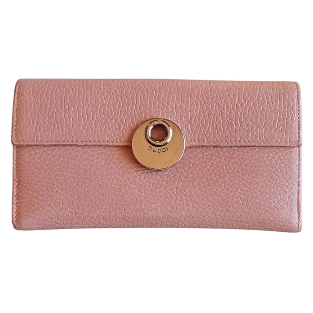 GUCCI Eclipse Leather Bi-Fold Long Wallet in Dusty Rose